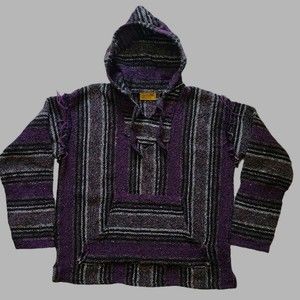 Goldcoast Sunwear Hoodie Men's L Purple Scuba Baja Woven Knit Surfer Hippie